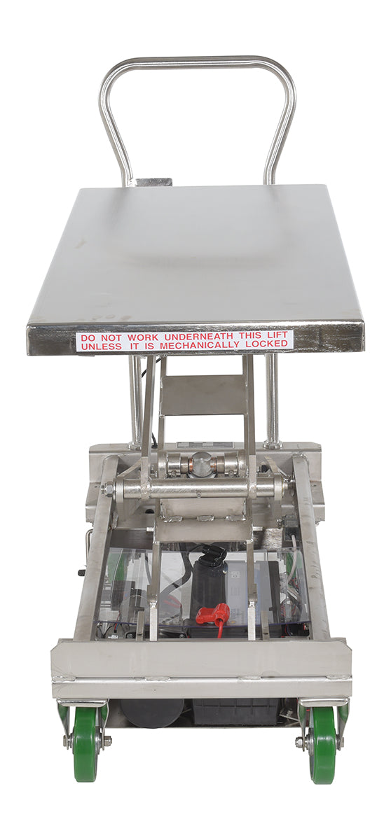 Vestil CART-1000D-DC-SS lowered position showing platform