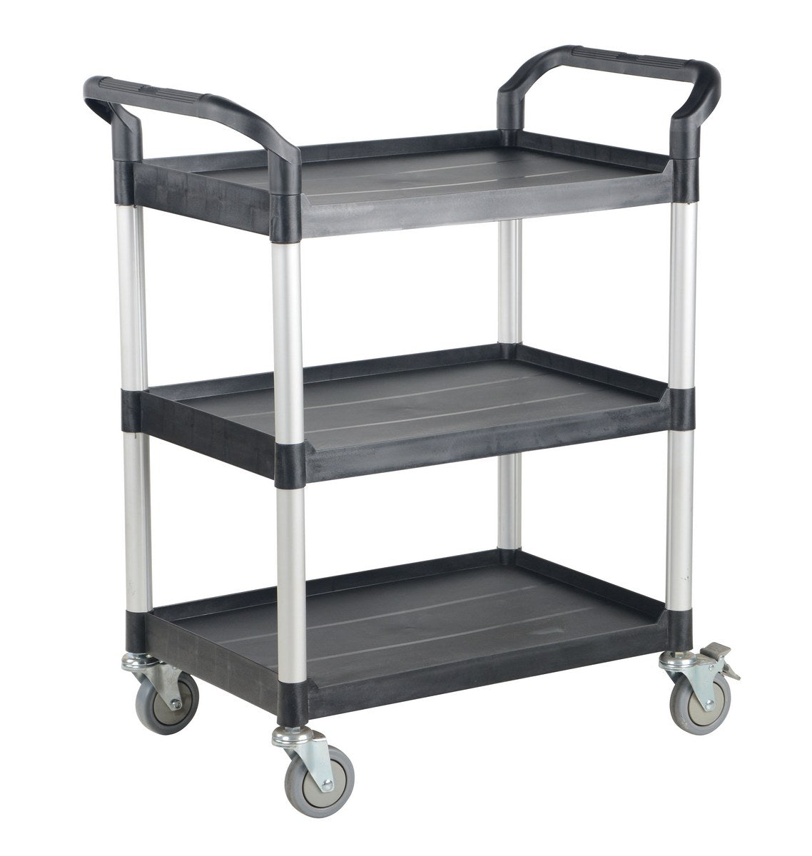 Vestil CSC-L steel commercial service cart with 3 shelves, 43 x 20 inches, 550 lb capacity