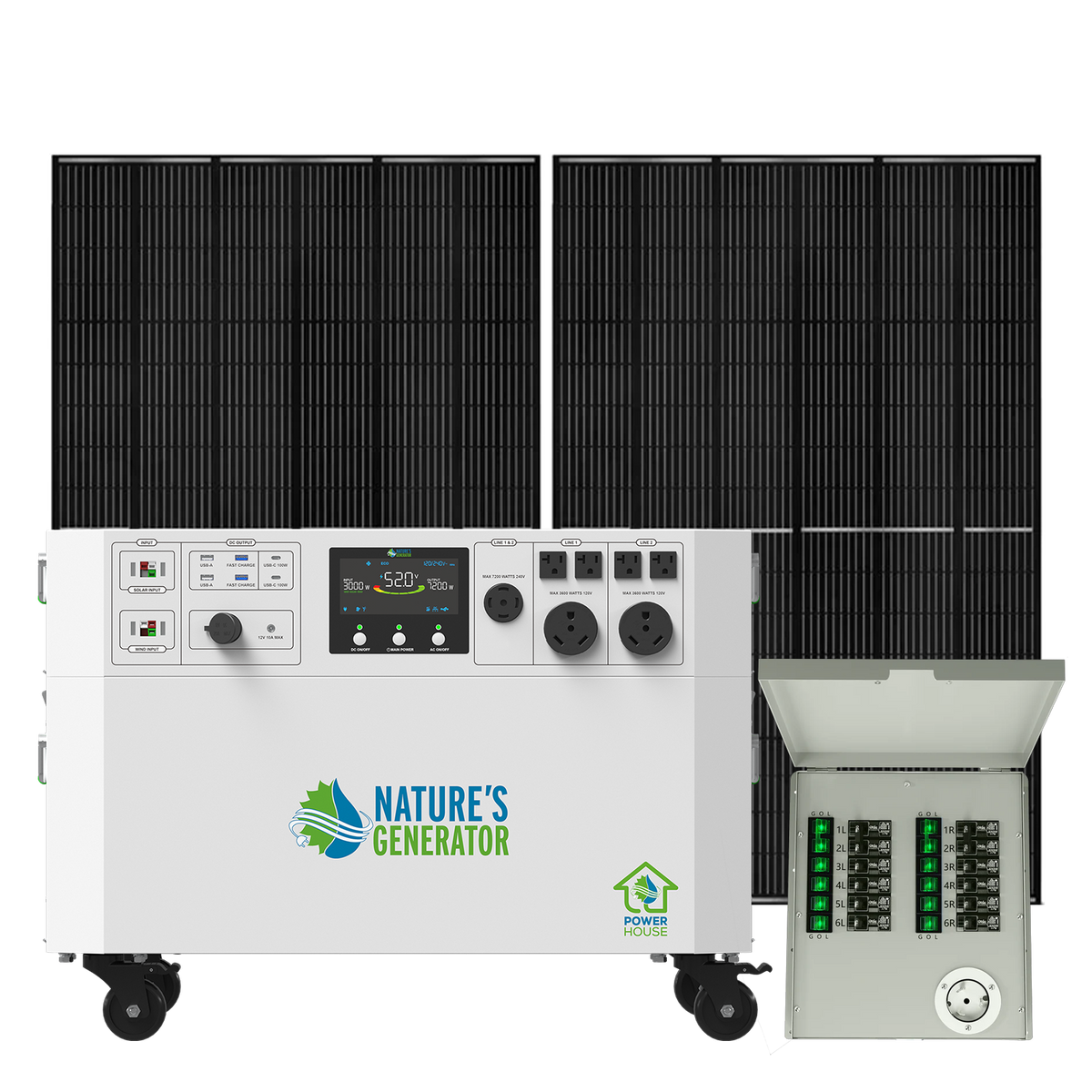 Nature's Generator Powerhouse Solar Generator with transfer switch