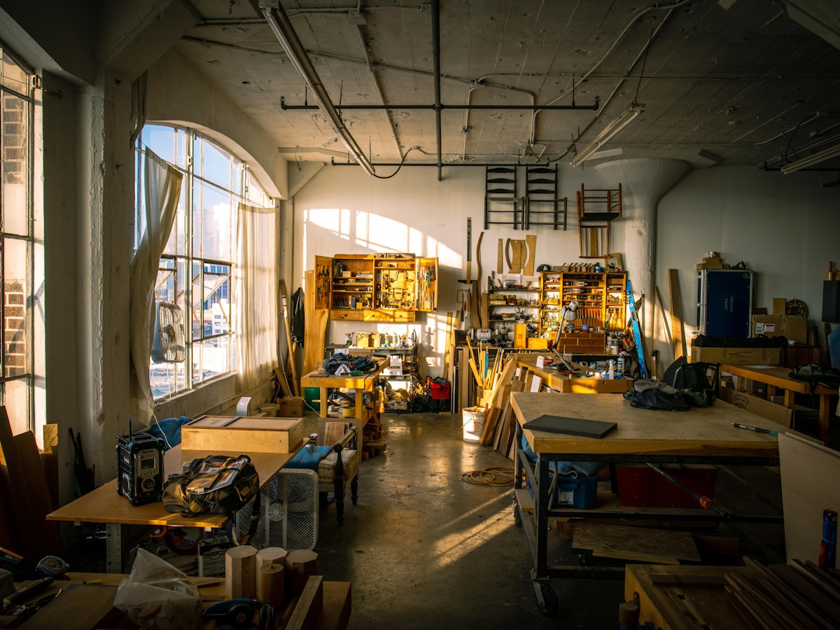Woodworking workshop interior