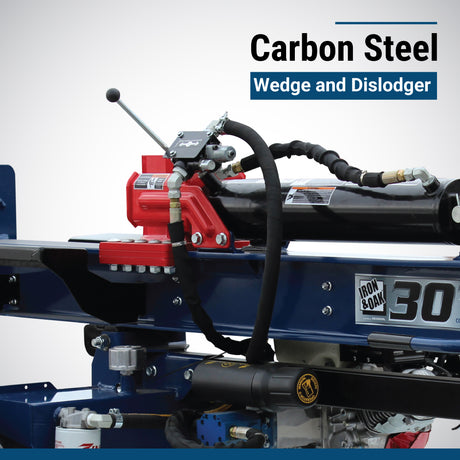 Iron & Oak BHVH3018GX log splitter in vertical splitting position