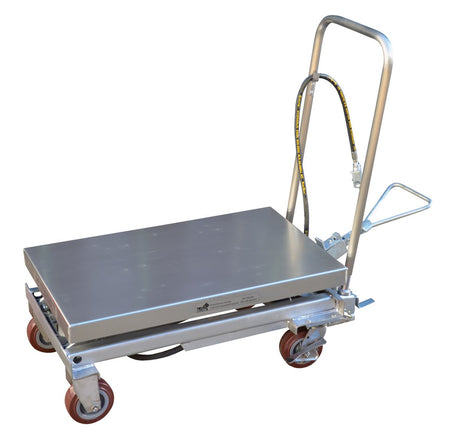 Vestil AIR-1000-PSS air lift cart raised showing scissor mechanism
