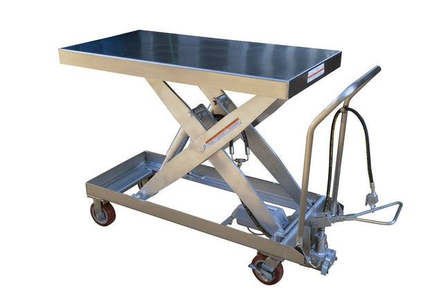 Vestil AIR-1750-PSS partially stainless air hydraulic scissor lift cart, 1,750 lb capacity