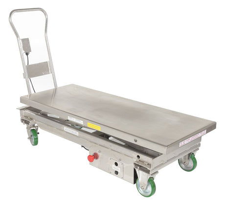 Vestil CART-1000-LD-DC-SS stainless cart raised to full 45 inch height