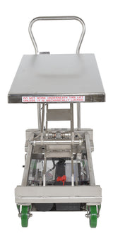 Vestil CART-1000D-DC-SS lowered position showing platform