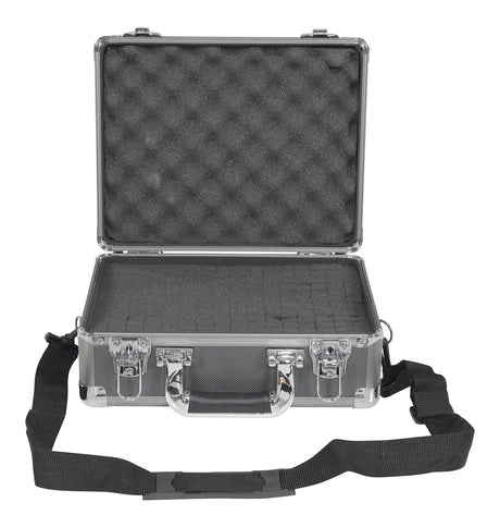 Vestil CASE-1310 aluminum case — latch and hinge detail