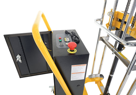 Vestil HYD-CB-10-DC counter balanced lift reaching over an obstruction