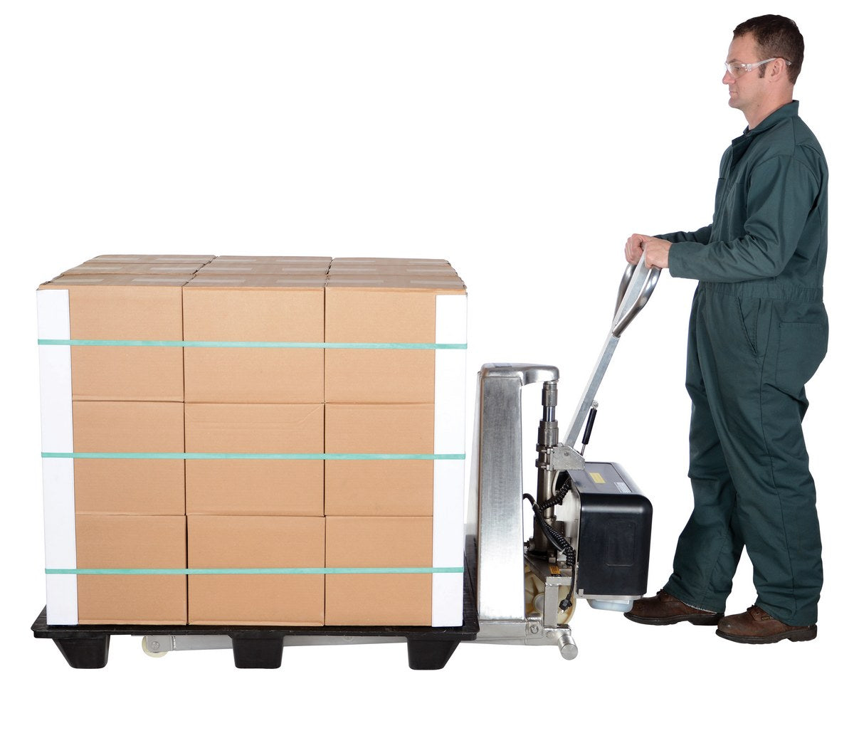 Vestil L-270-DC-HD-SS stainless tote lifter side view