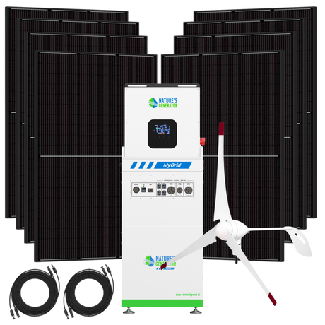 Nature's Generator MyGrid 10K with panels and wind turbine