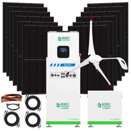 MyGrid 10K with solar battery, twelve panels and wind turbine
