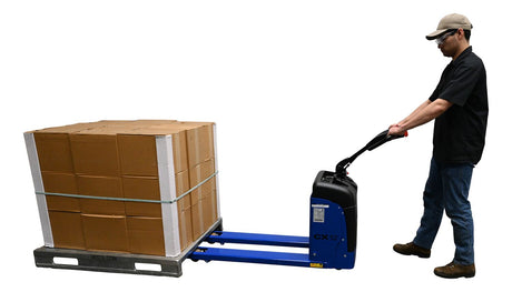 Vestil PMC-EPT-2045 narrow aisle electric pallet truck in use
