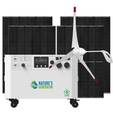 Powerhouse with four rigid panels and wind turbine