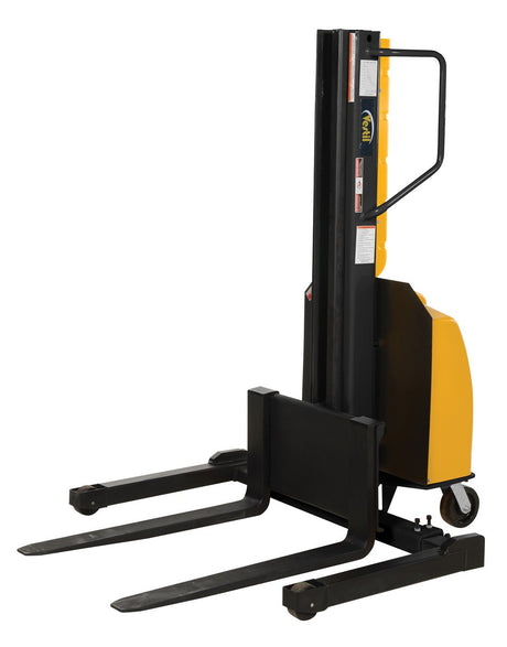 Vestil SLNM-118-AA narrow mast DC powered stacker, 1,500 lb capacity, 118 inch raised height