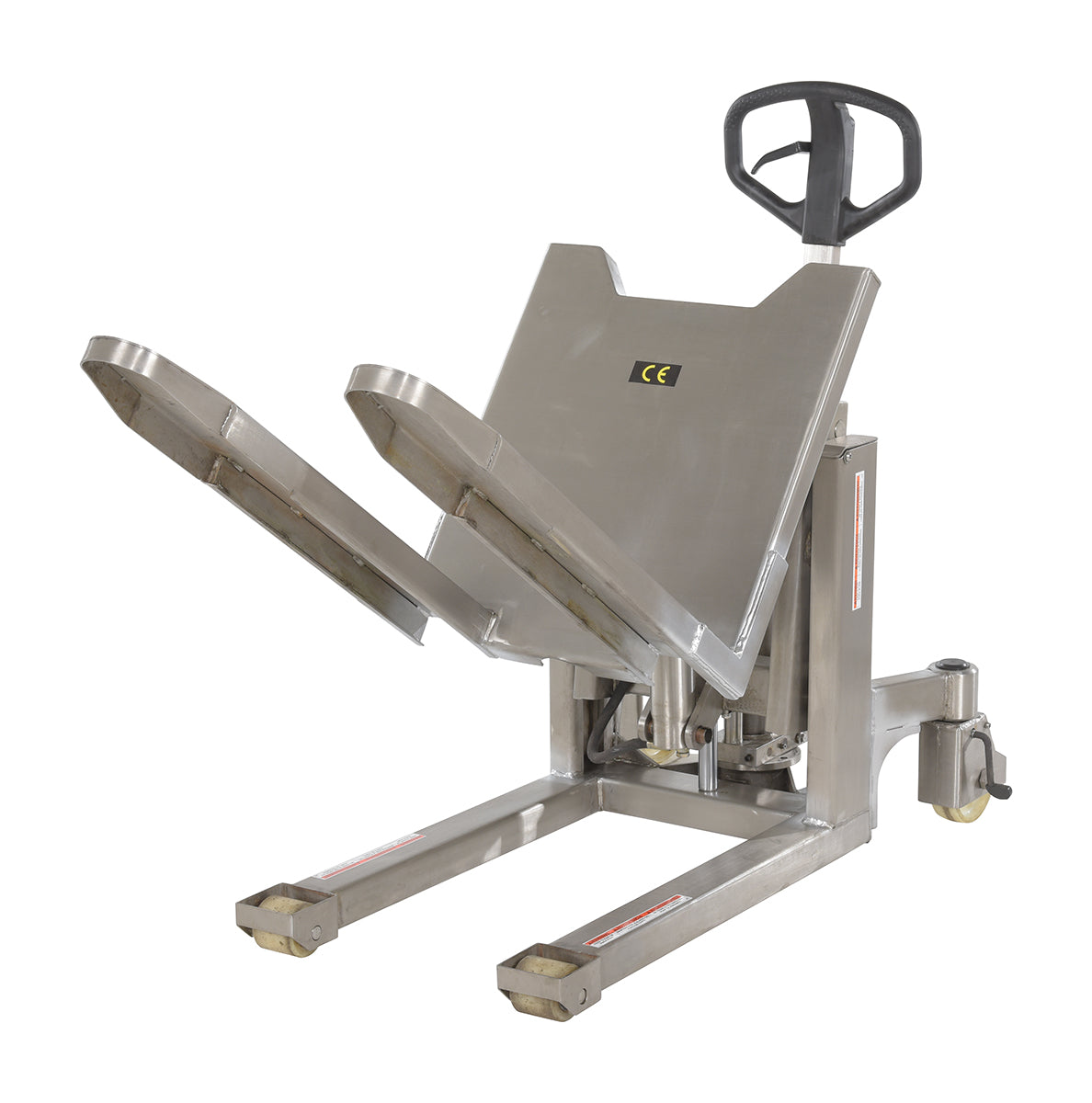 Vestil TM-22-M-SS Tilt Master with forks tilted toward operator