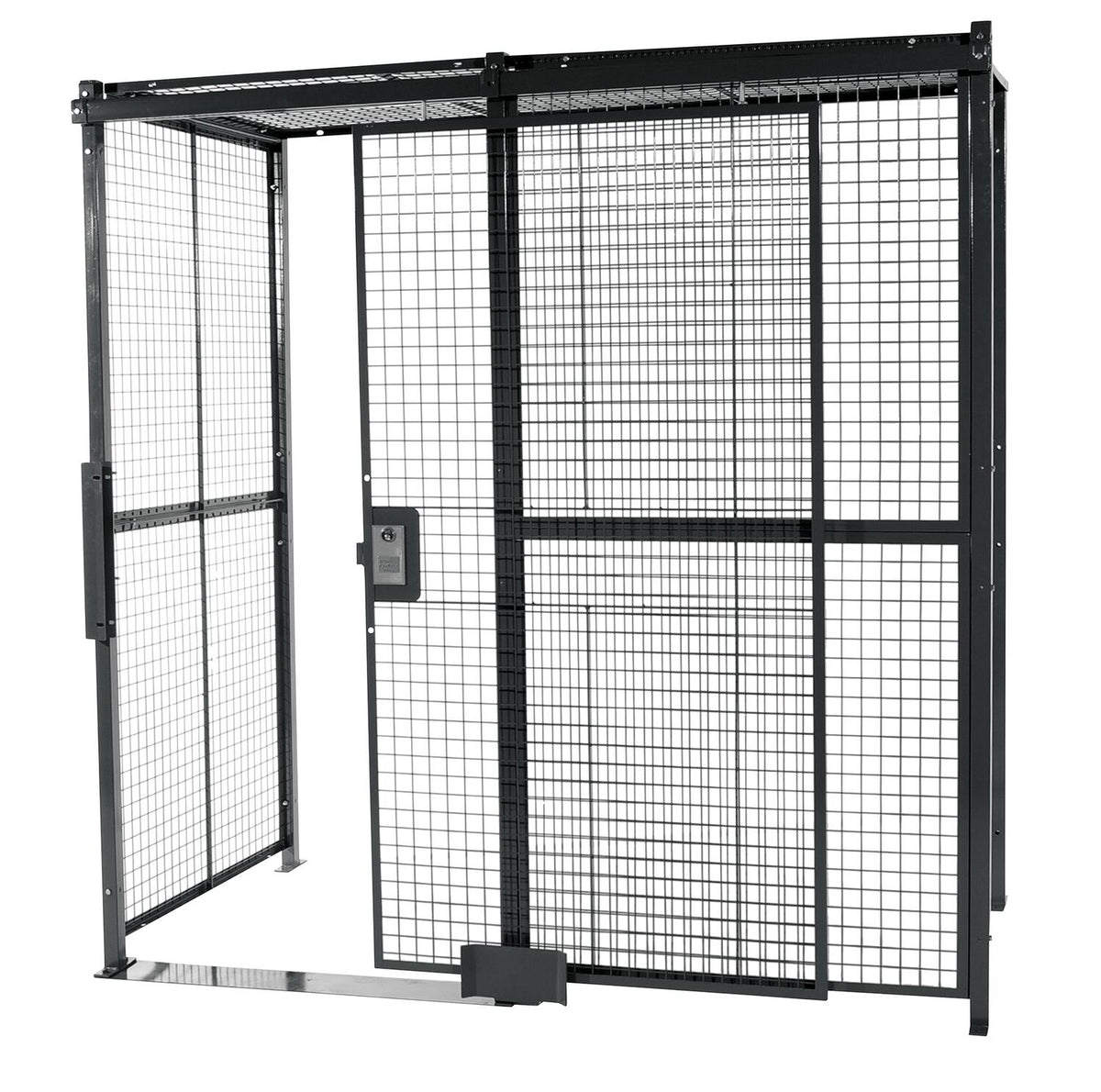 Vestil WPC-10X10-4C welded wire security cage, 10 ft x 10 ft with ceiling and sliding door