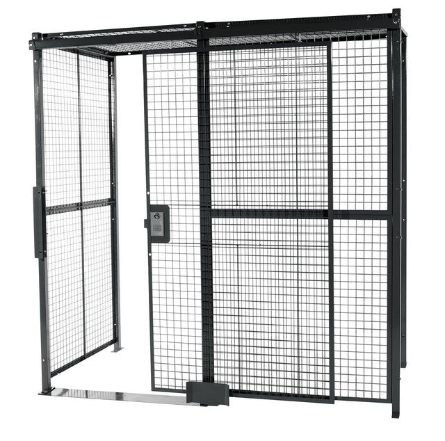 Vestil WPC-10X10-4C welded wire security cage, 10 ft x 10 ft with ceiling and sliding door