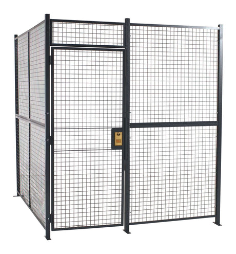 Vestil WPC-10X10-4NC welded wire security cage, 10 ft x 10 ft, 4 sides with sliding door, no ceiling