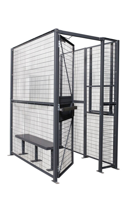 Vestil WPC-D-4X8-3 driver trucker access cage, 4 ft x 8 ft, 3 sided with slide-up service window