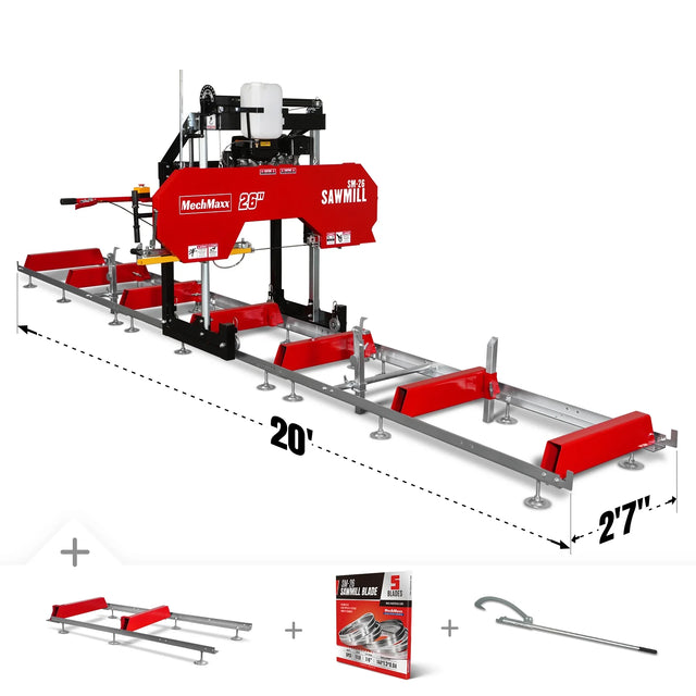 MechMaxx SM-26 portable sawmill 20ft track